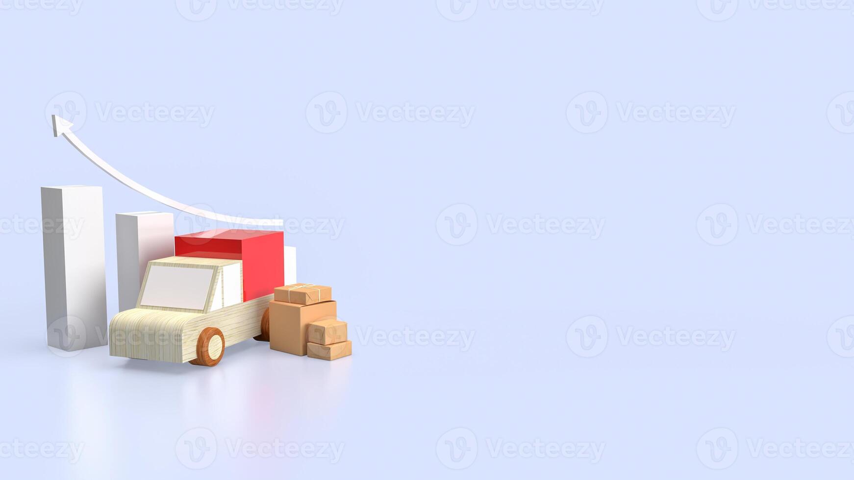 le papier boîte et van un camion pour livraison concept 3d le rendu. photo