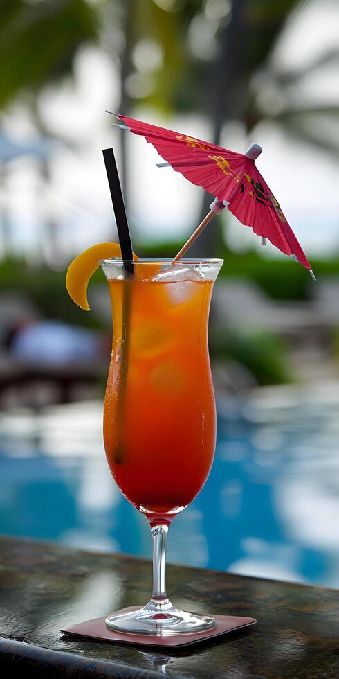 ai généré tropical délice cocktail avec parapluie garnir photo