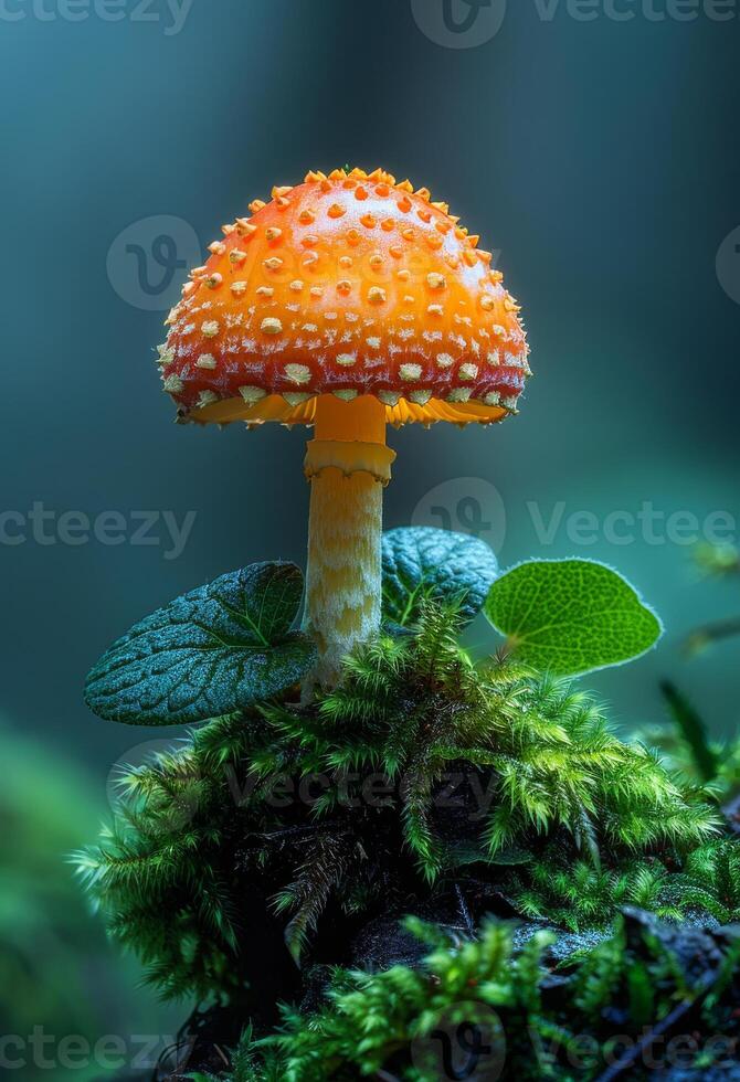 ai généré amanite muscaria est toxique champignon cette grandit dans le forêt photo