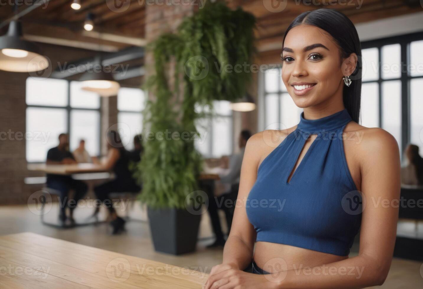 ai généré Jeune femelle aptitude entraîneur permanent en toute confiance dans une moderne Gym paramètre. sa posture transmet force et assurance. photo