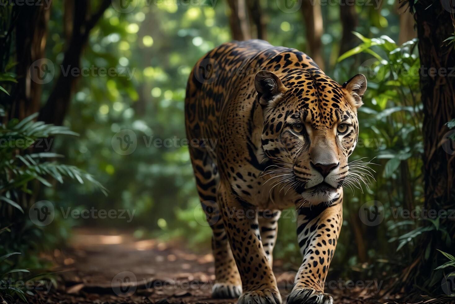 ai généré jaguar - animal, jaguar dans le jungle, magnifique coup de un africain léopard - jaguar photo