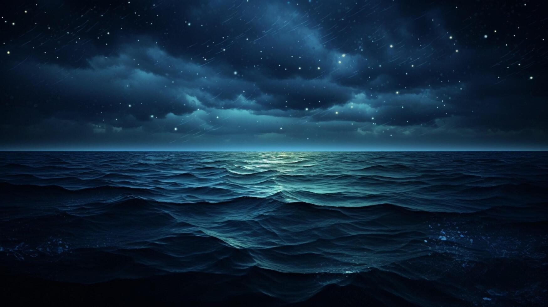 ai généré océan en dessous de le clair de lune Contexte photo