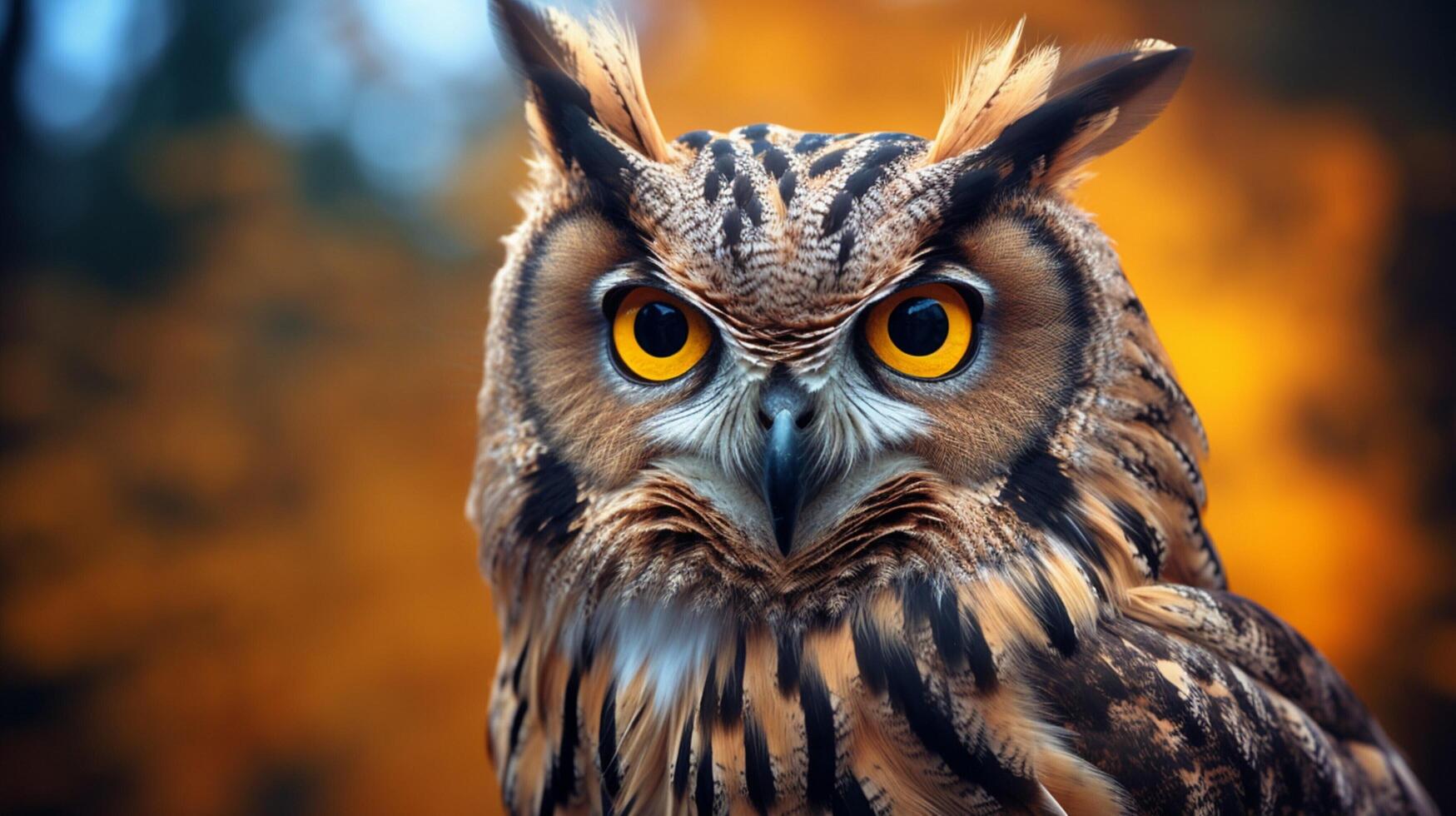 ai généré un hibou avec brillant Jaune yeux est montré dans cette image photo