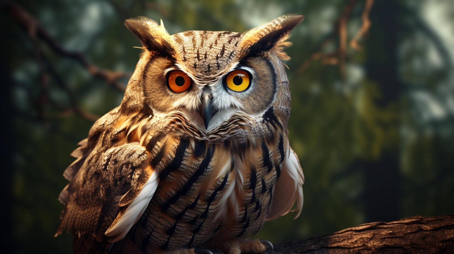 ai généré un hibou avec brillant Jaune yeux est montré dans cette image photo