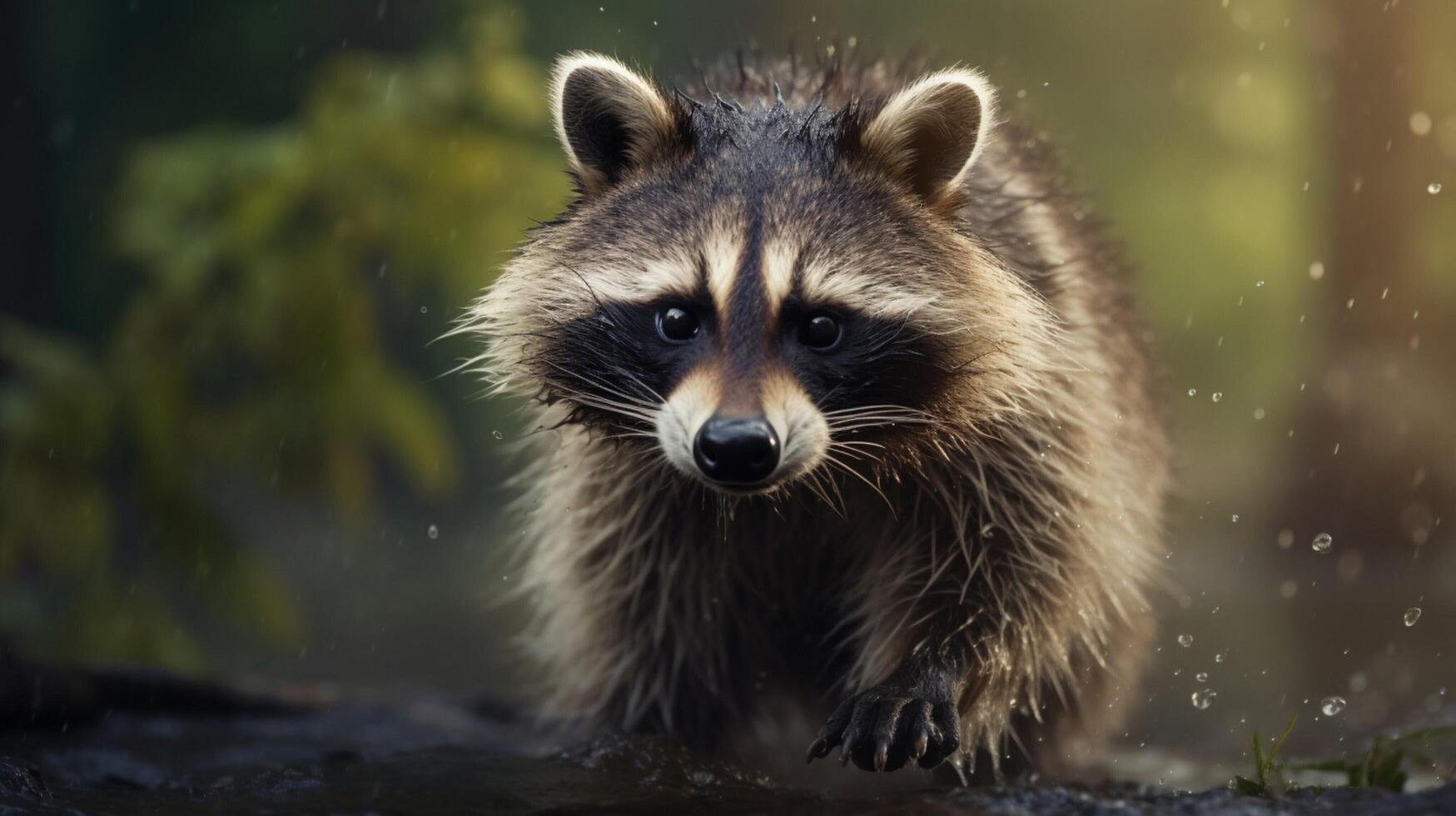 ai généré une raton laveur est séance sur une arbre branche photo