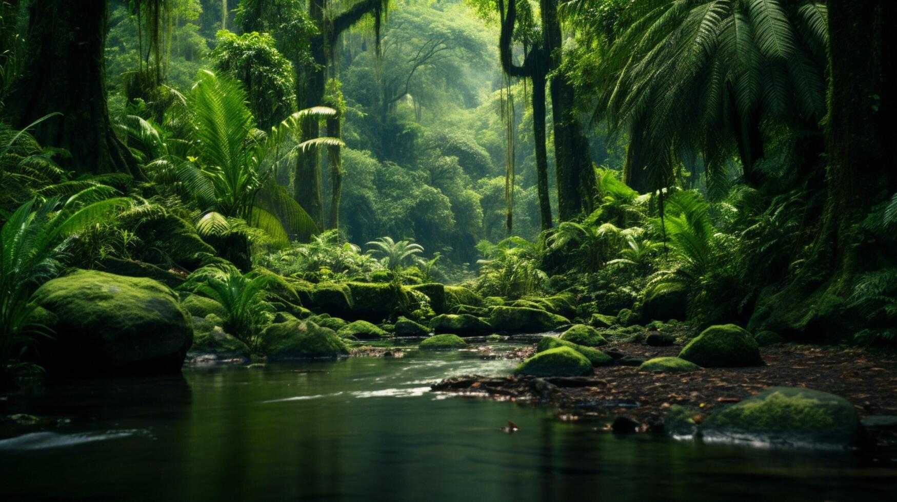 ai généré forêt tropicale paysage Contexte photo