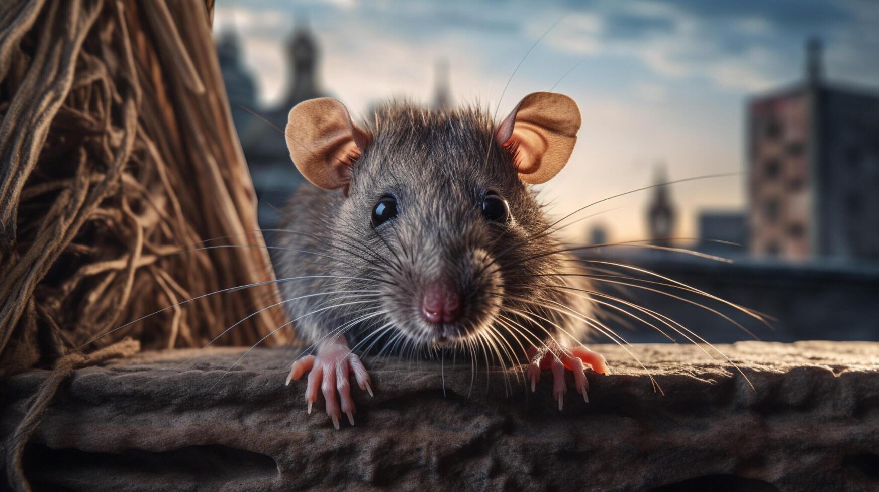 ai généré une rat est permanent sur Haut de une Journal photo