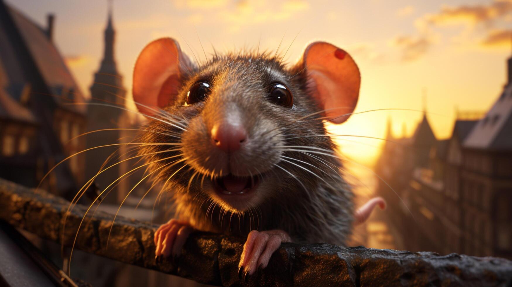 ai généré une rat est permanent sur Haut de une Journal photo