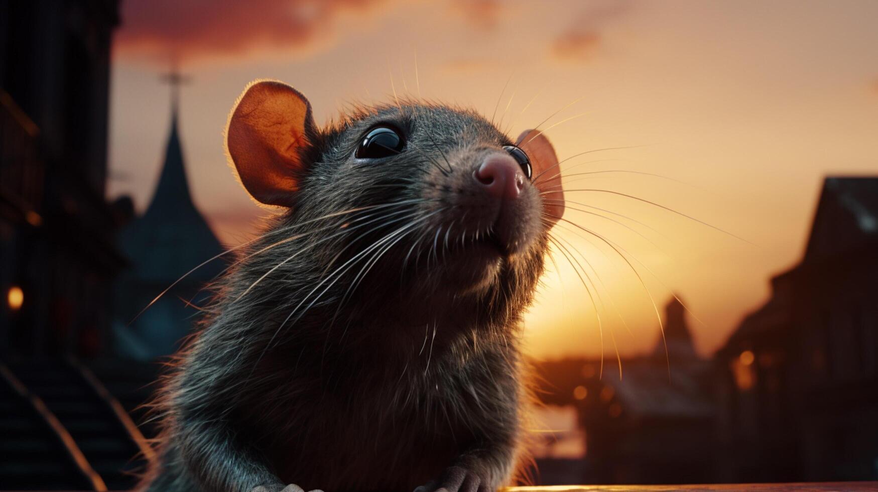 ai généré une rat est permanent sur Haut de une Journal photo