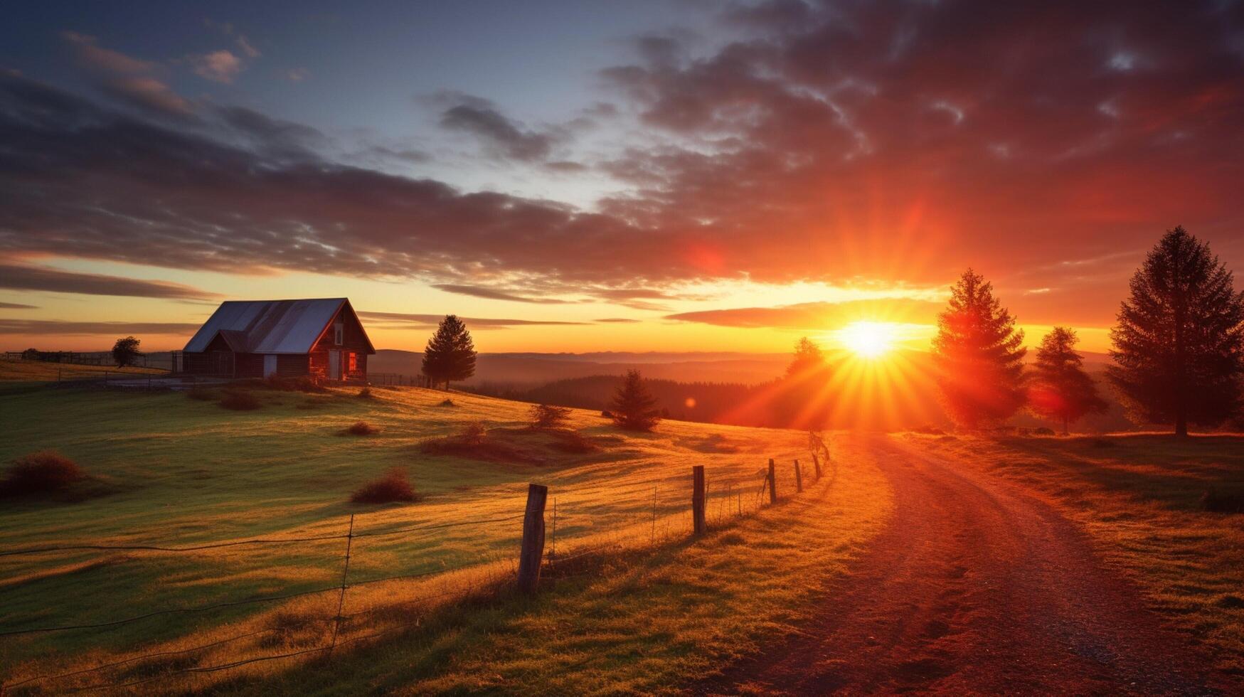 ai généré rural lever du soleil Contexte photo