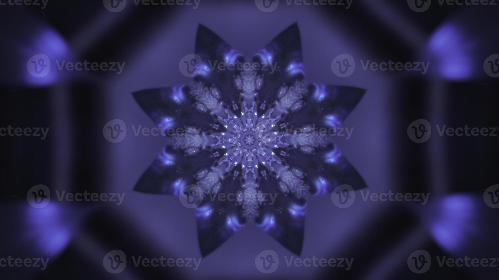 kaléidoscope Contexte de en changeant congelé cristaux, sans couture boucle. médias. bleu éclaboussures de en mouvement et embrasé flocon de neige ethnique ornements, hypnotique mouvement, dynamique symétrique abstrait conception. photo