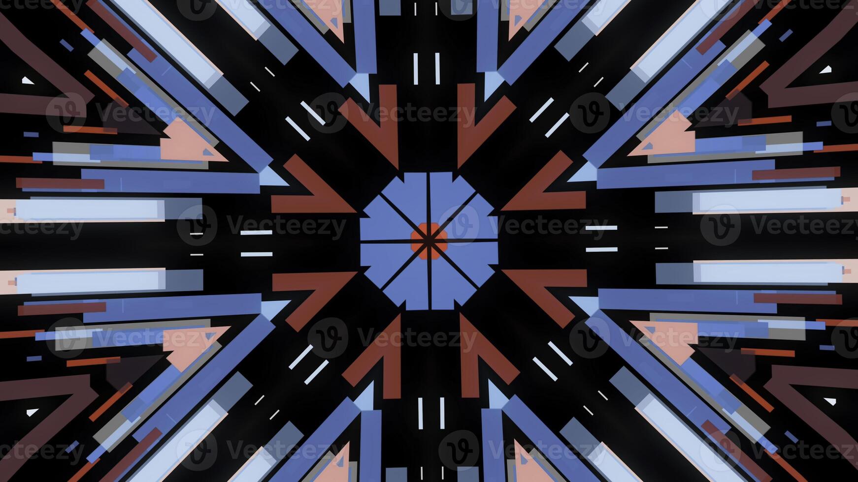coloré abstrait géométrique kaléidoscope avec en mouvement motifs en changeant leur couleur. animation. abstrait kaléidoscope mouvement Contexte photo