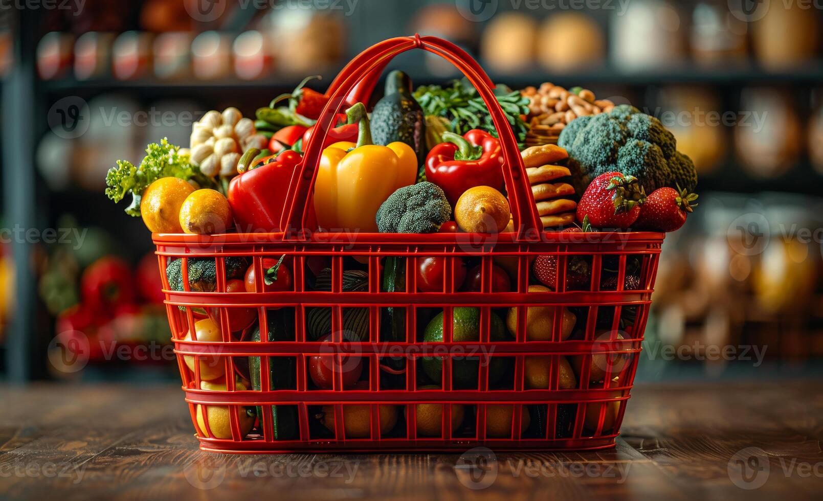 ai généré Frais biologique des légumes dans achats panier photo