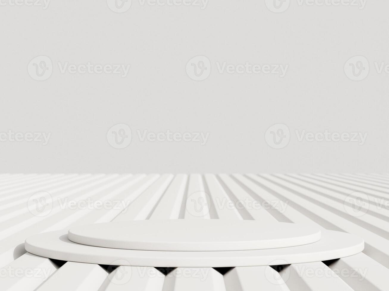 vide podium ou piédestal afficher sur blanc Contexte avec cylindre supporter concept. Vide produit étagère permanent toile de fond. 3d le rendu. photo