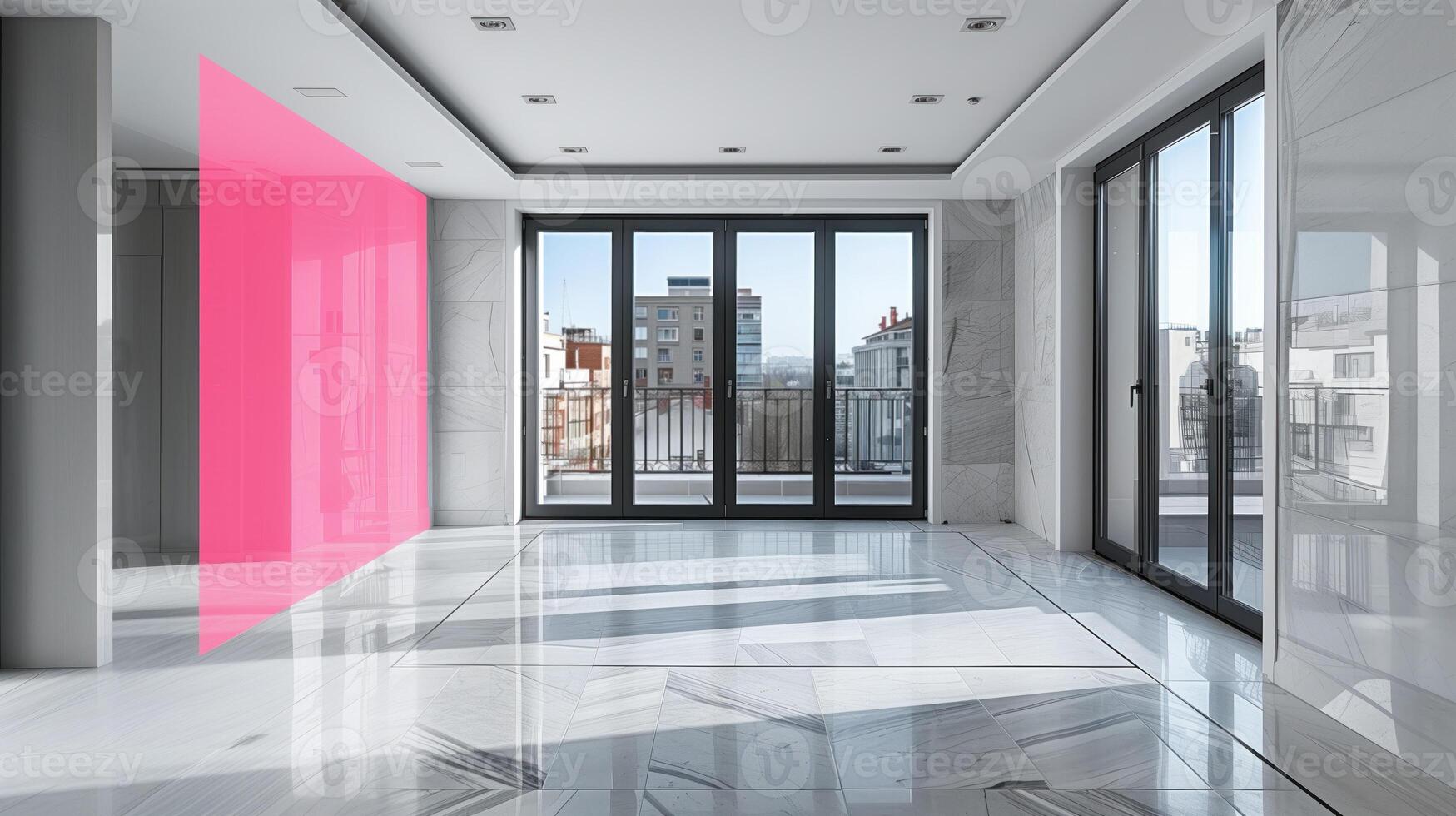 ai généré appartement réaménagement concept, vide Nouveau intérieur avec virtuel mur photo
