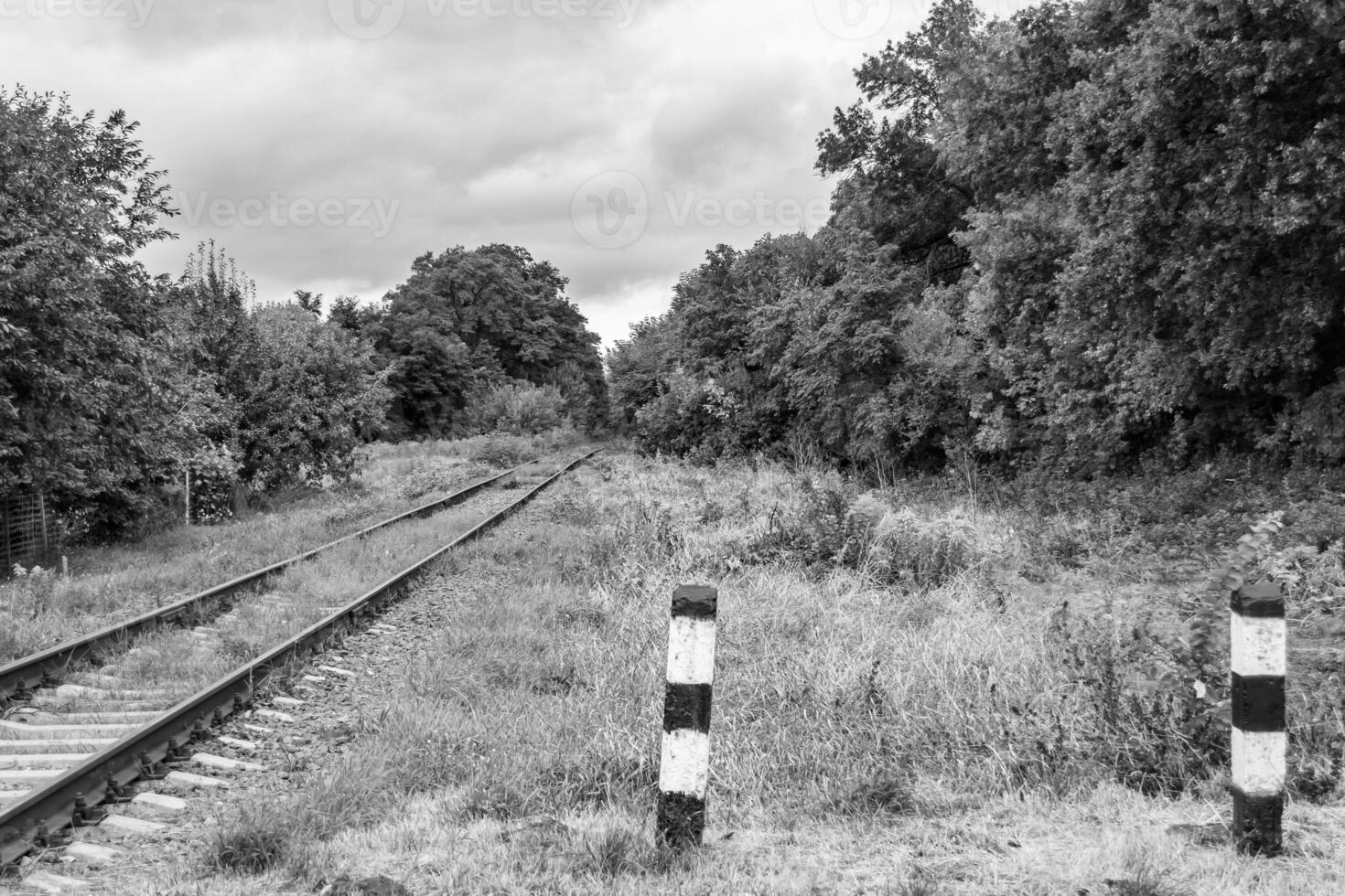 photographie sur le thème de la voie ferrée après le passage du train sur le chemin de fer photo