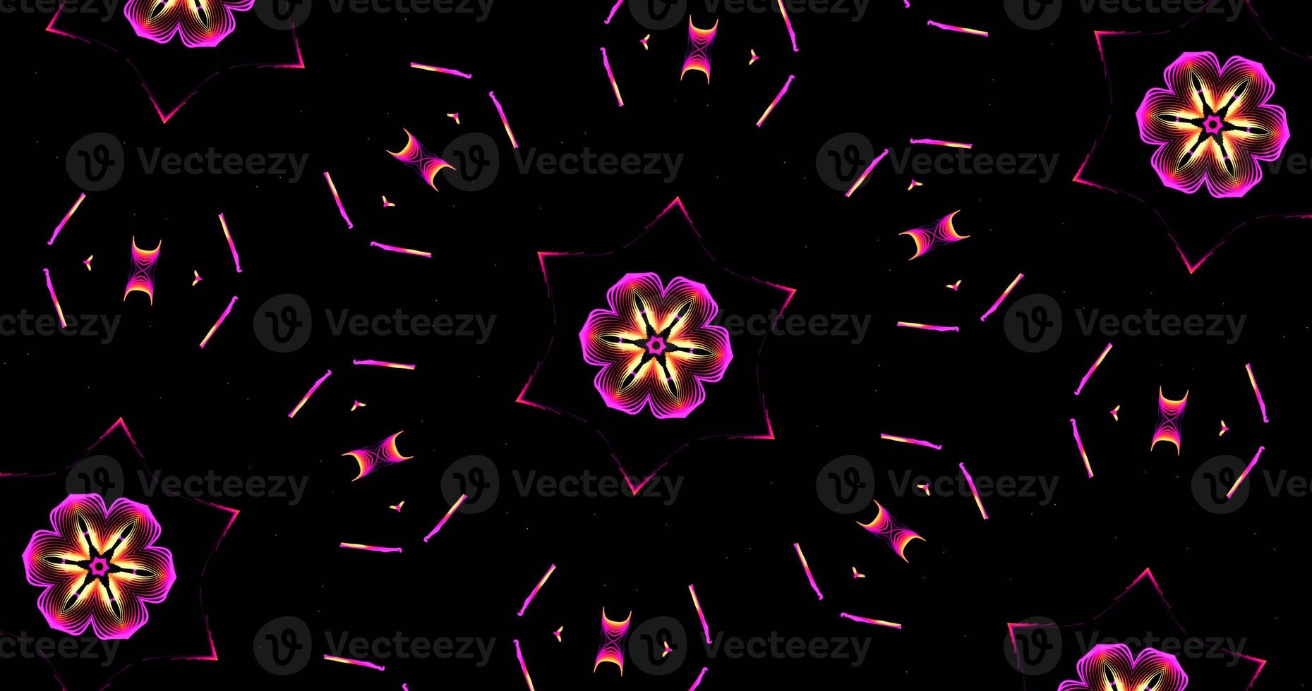 abstrait kaléidoscope motifs sur foncé Contexte dans violet Jaune lignes photo