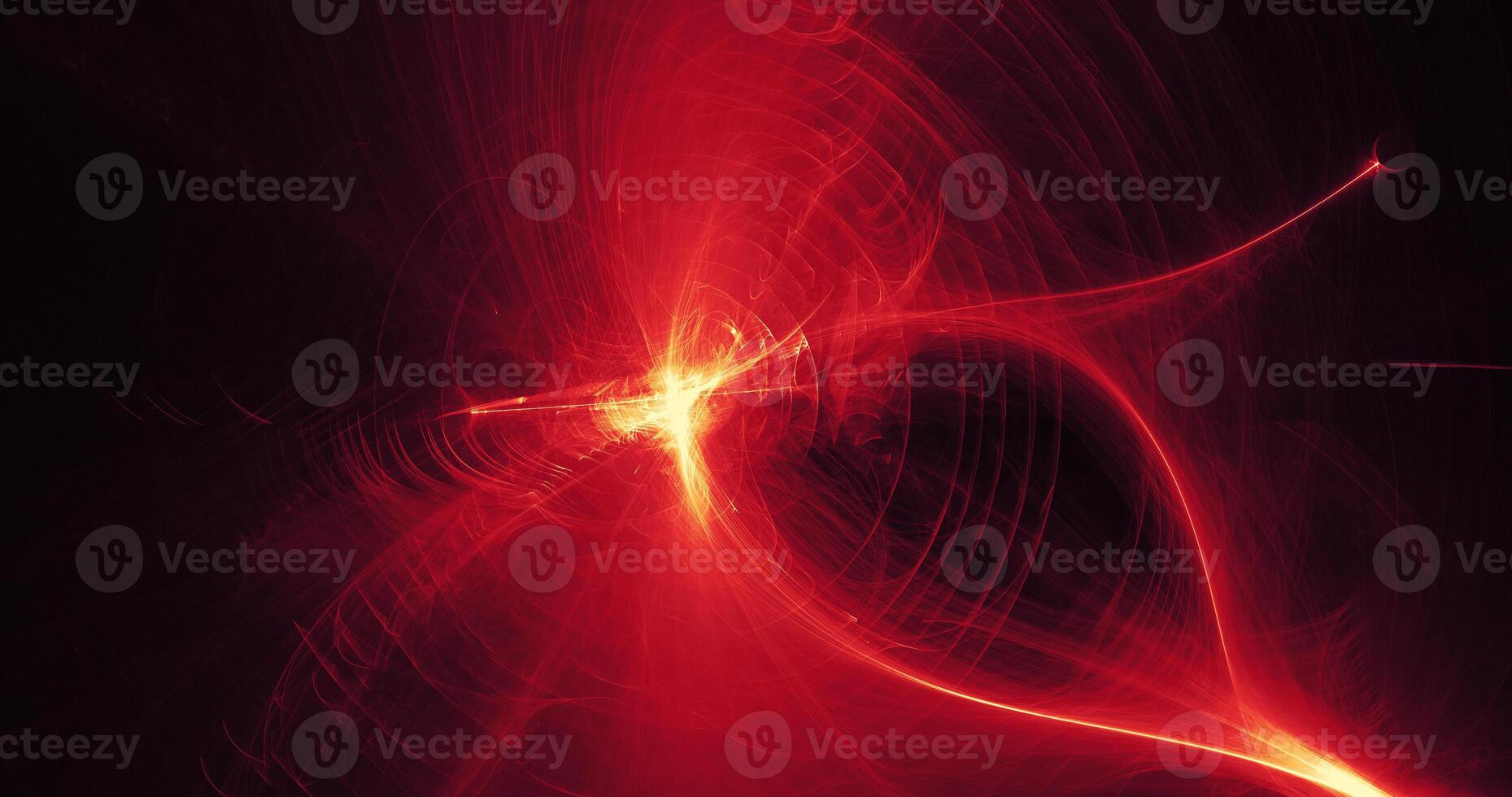 rouge et Jaune lignes courbes particules sur foncé Contexte photo