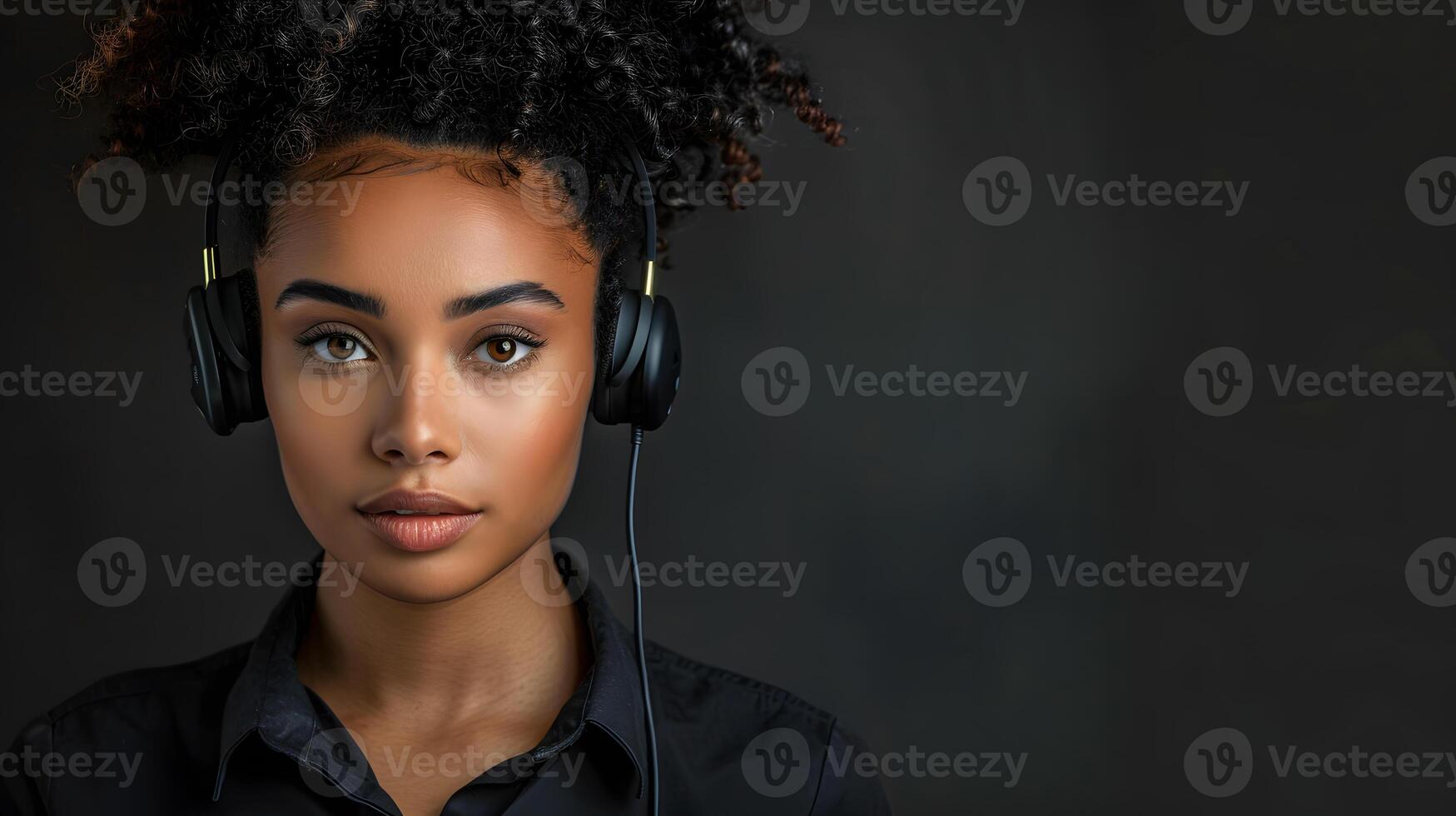 ai généré portrait de une Jeune femme appel centre opérateur. ai généré photo