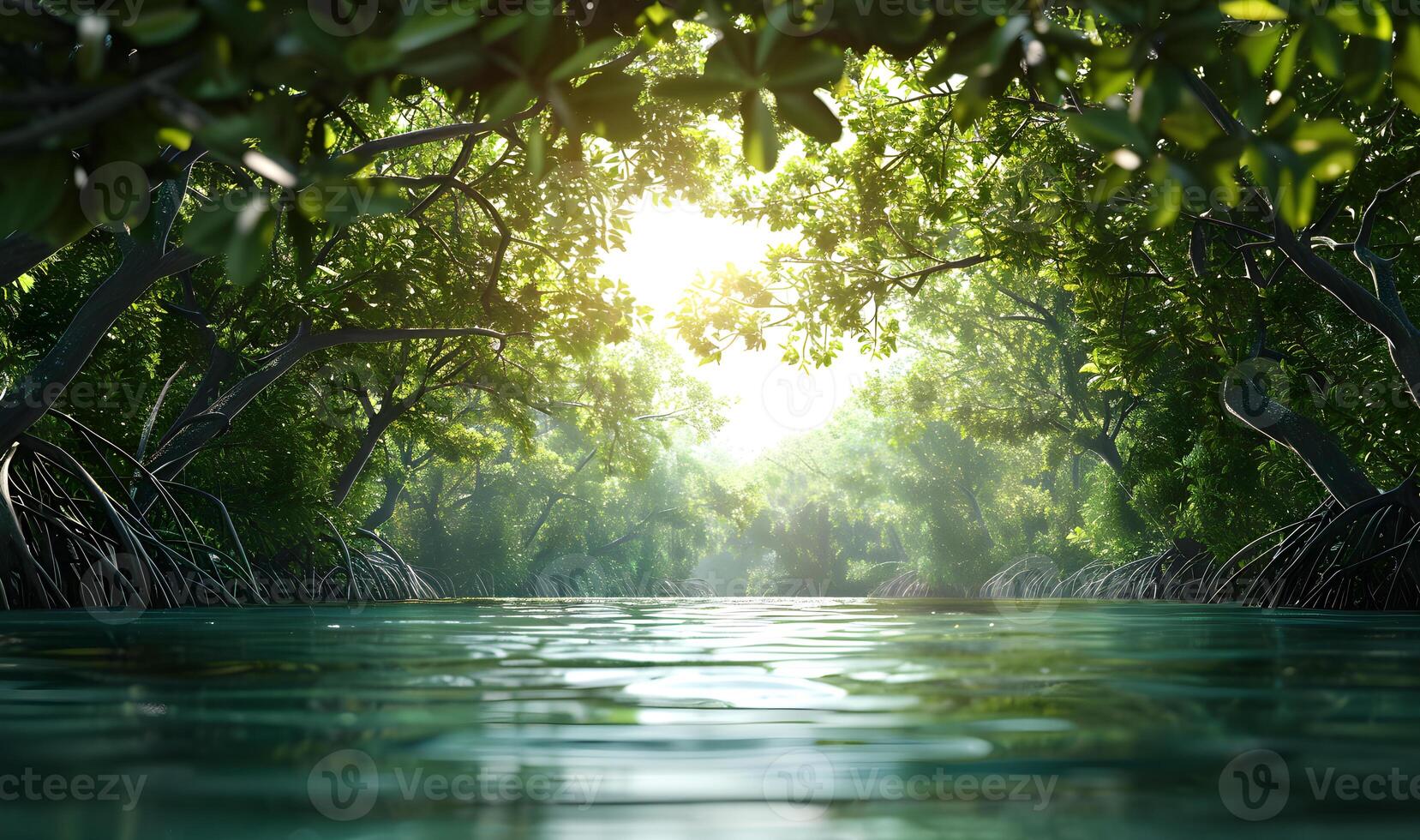 ai généré mangrove forêt Contexte marais forêt Contexte mangrove des arbres mangroves arbre l'eau forêt Contexte photo