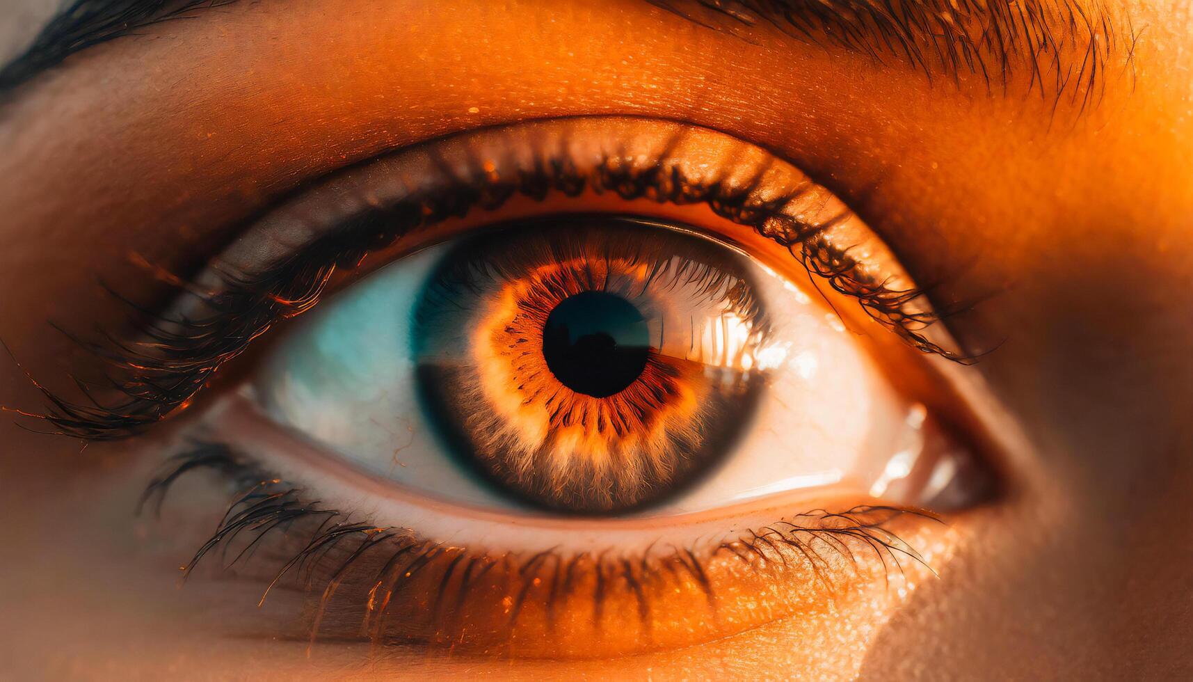 ai généré proche en haut de les femmes marron généré par les yeux image photo