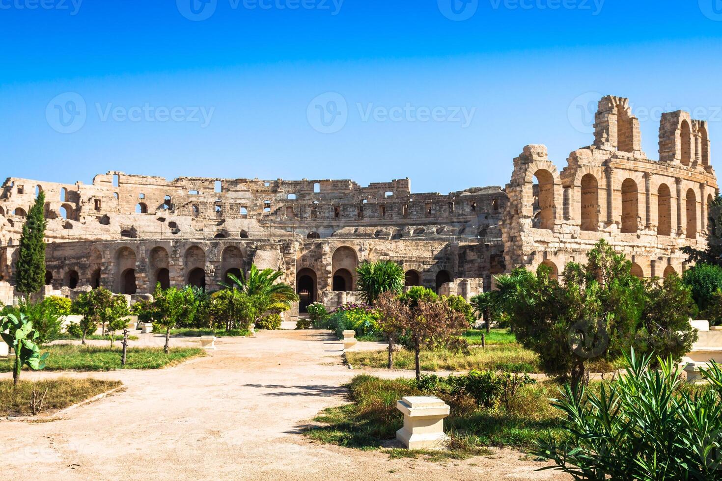 Tunisie. el jem ancien thysdrus ruines de le le plus grand colisée dans Nord Afrique photo