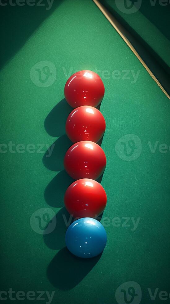 ai généré préparation pour une Jeu avec billard billard des balles sur table verticale mobile fond d'écran photo