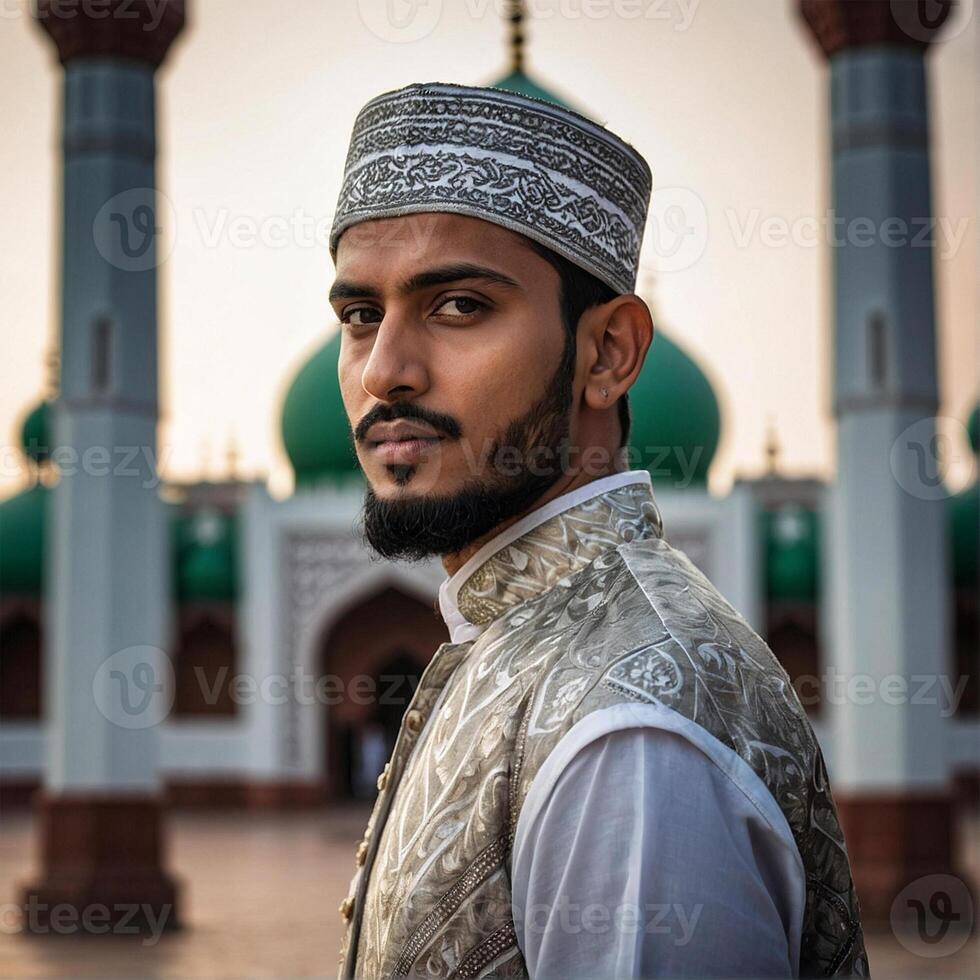 ai généré Indien musulman homme photo
