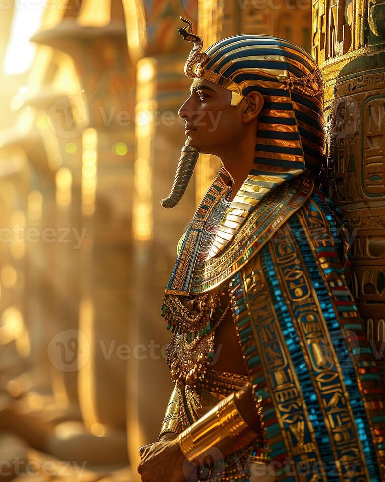 ai généré ancien égyptien pharaon Royal peignoir photo