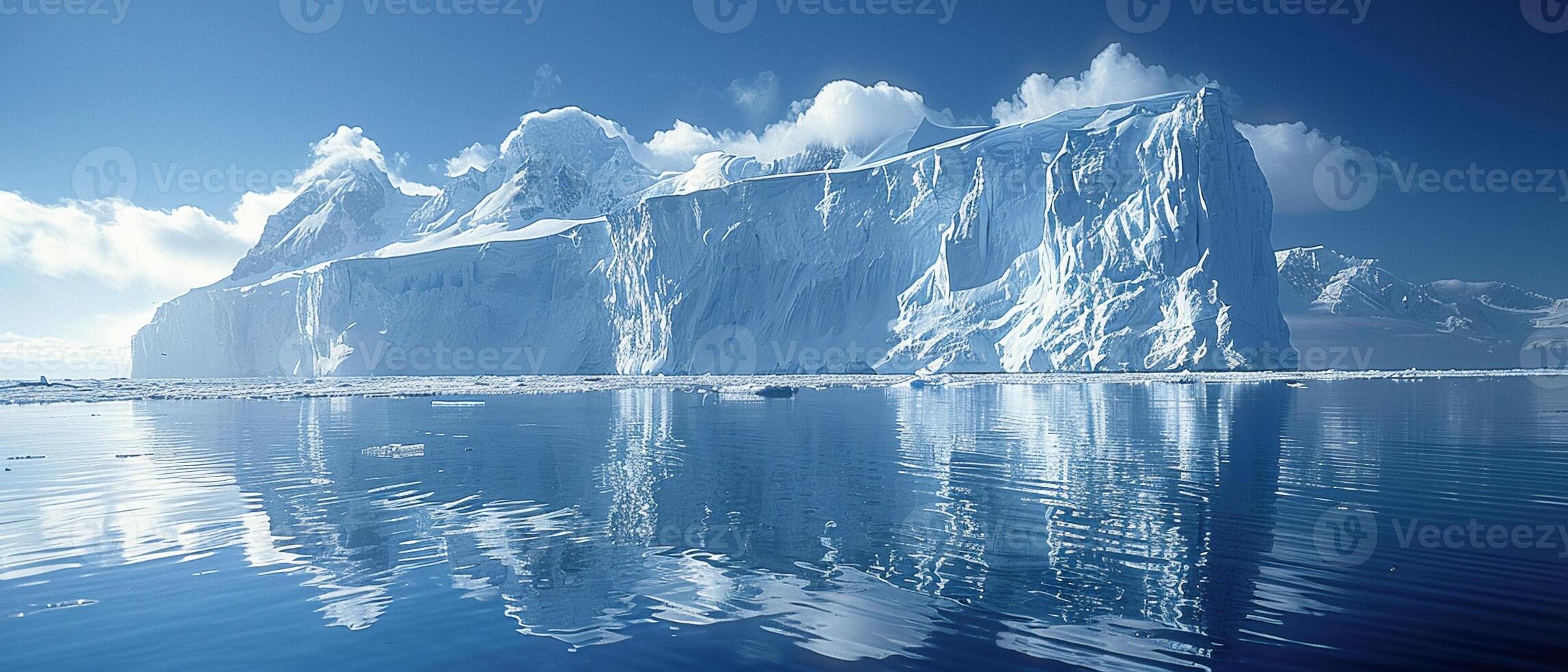 ai généré icebergs flottant dans une glacial lagune photo