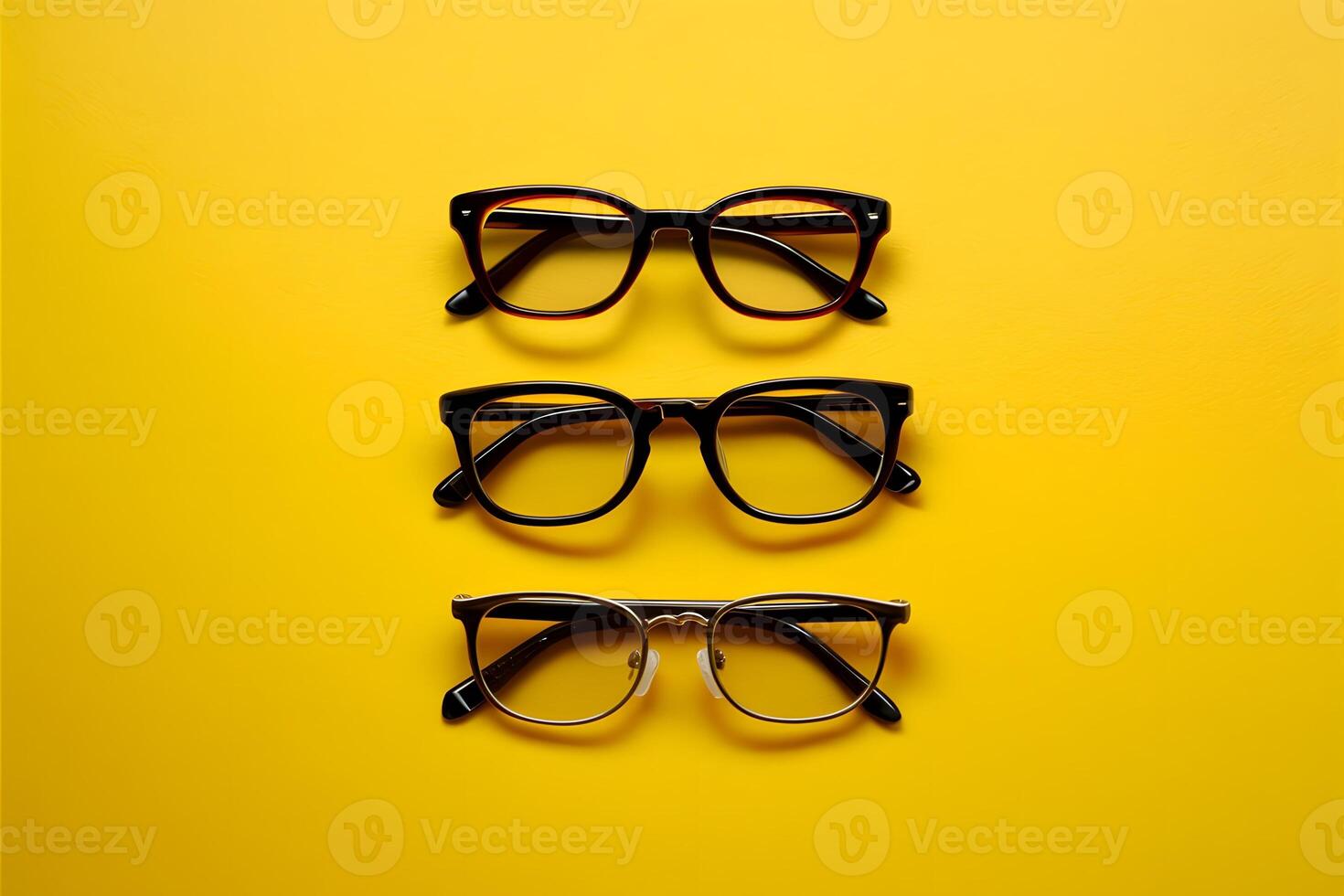 ai généré isolé lunettes sur Jaune arrière-plan, optique accessoire photo