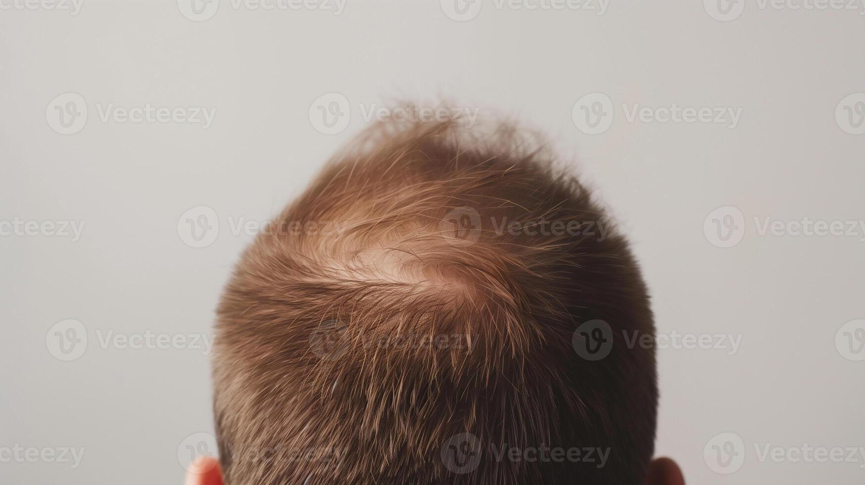 ai généré cheveux perte homme studio coup , stressé homme , chauve homme . photo