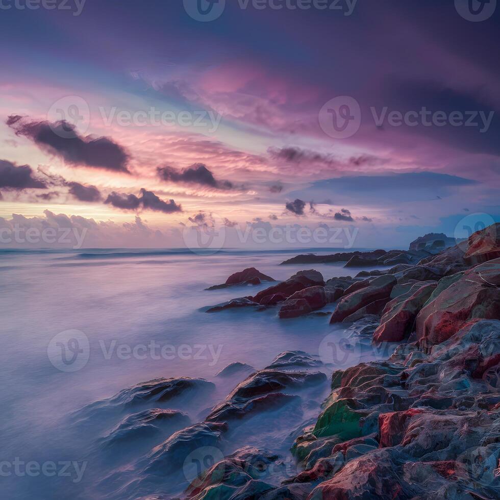 ai généré coloré nuageux ciel améliore pittoresque paysage marin beauté pour social médias Publier Taille photo