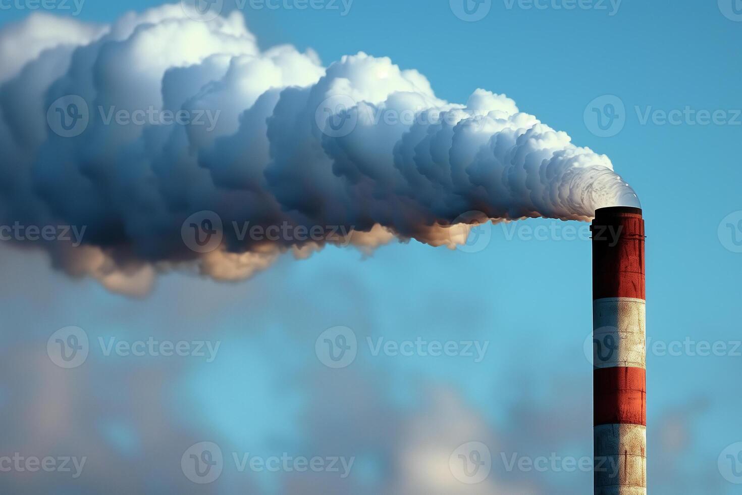 ai généré cheminée émettant de rouge et blanc tuyau photo