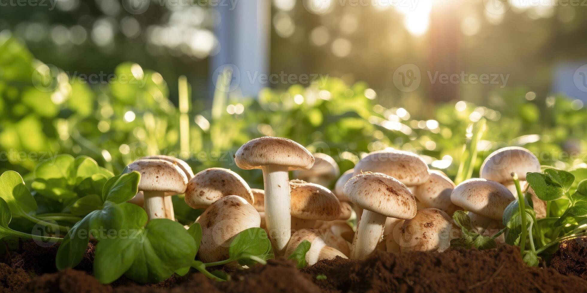 ai généré biologique Frais champignons fermer sur le champ, respectueux de la nature des produits. génératif ai photo