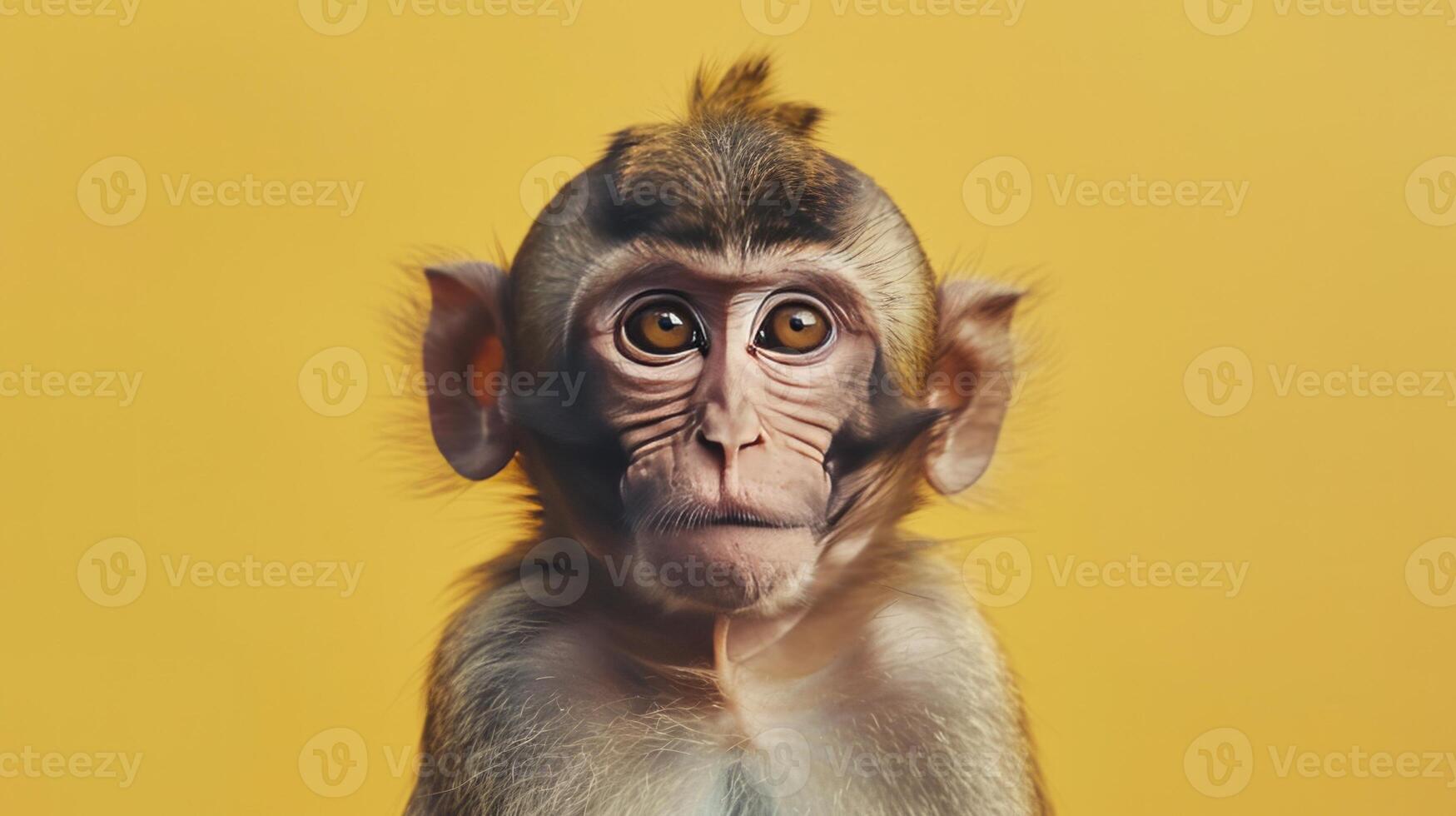 ai généré une singe sur une pastel Jaune Contexte photo