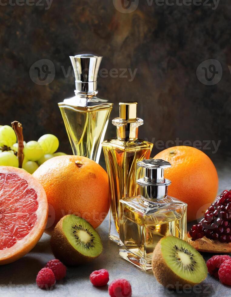 ensemble de des fruits et aromatique essences dans verre bocaux. photo