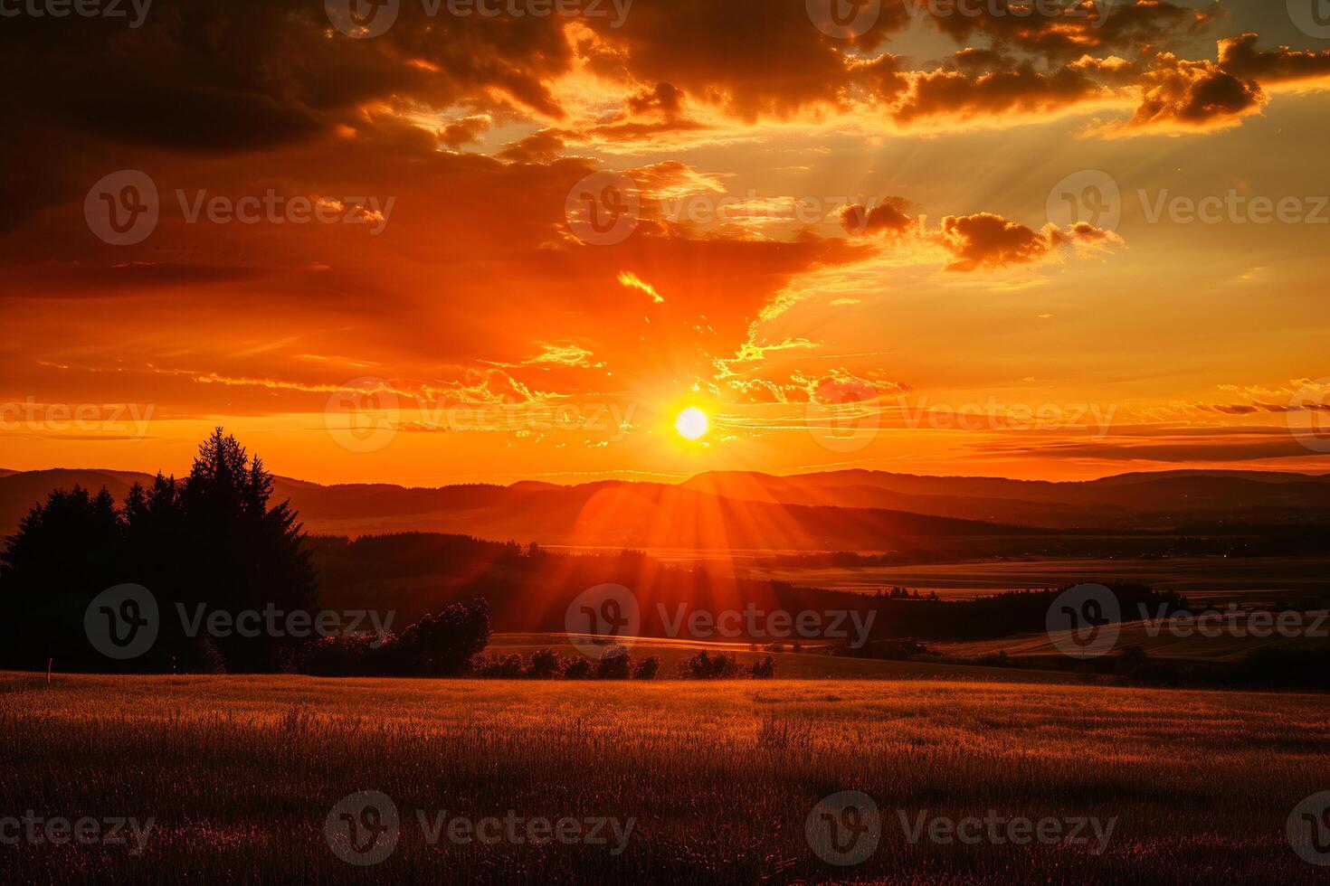 photo Stupéfiant le coucher du soleil dans le soir