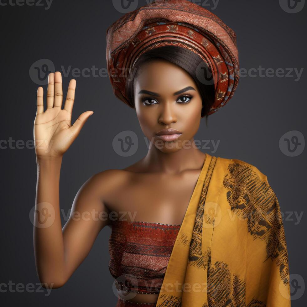 photo Arrêtez il africain femme avec foncé lisse