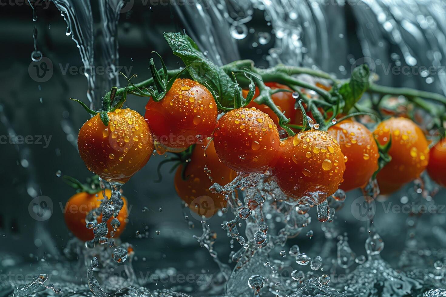 une Frais des fruits ou des légumes avec l'eau gouttelettes création une éclaboussure La publicité nourriture la photographie photo