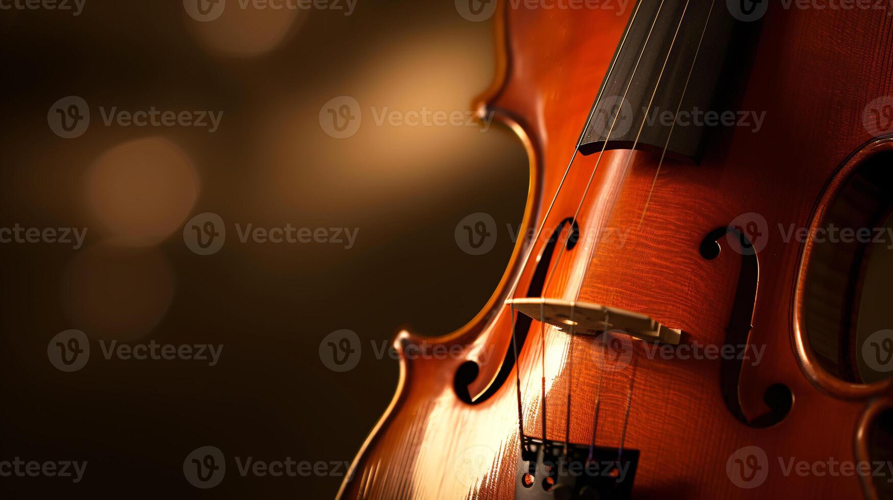 harmonie de musical instruments, se concentrer sur le élégant courbes de une violon photo