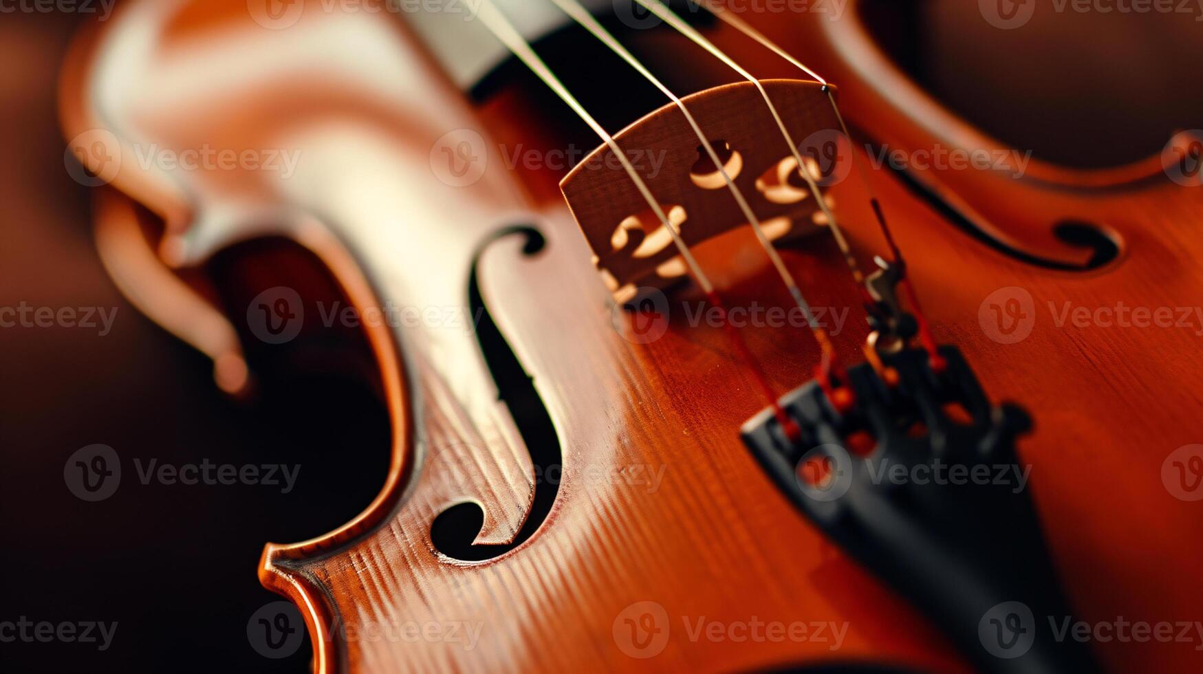 harmonie de musical instruments, se concentrer sur le élégant courbes de une violon photo