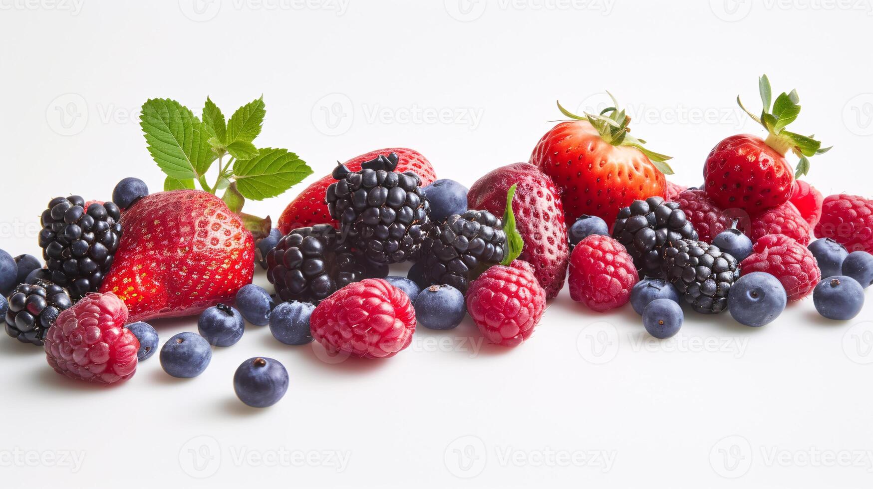 une généreux sélection de frais, vibrant des fruits sont épars astucieusement sur le parfait blanc Contexte photo