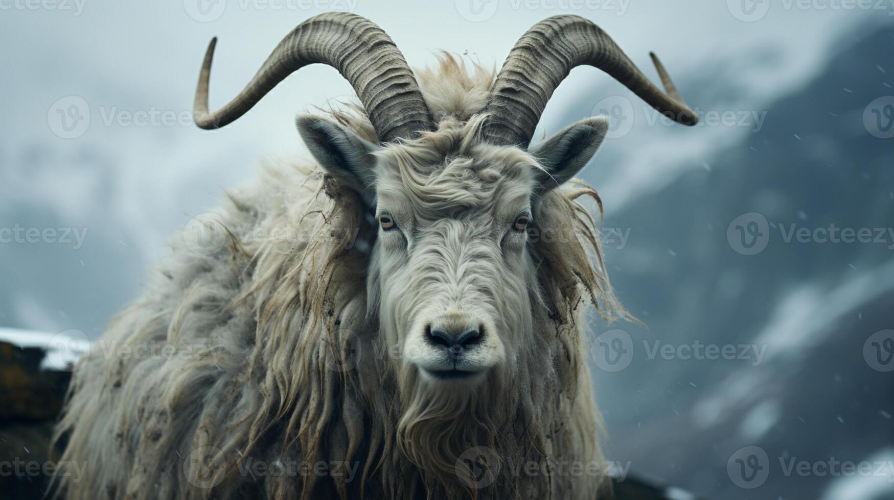 Markhor animal Montagne chèvre avec gros klaxon photo