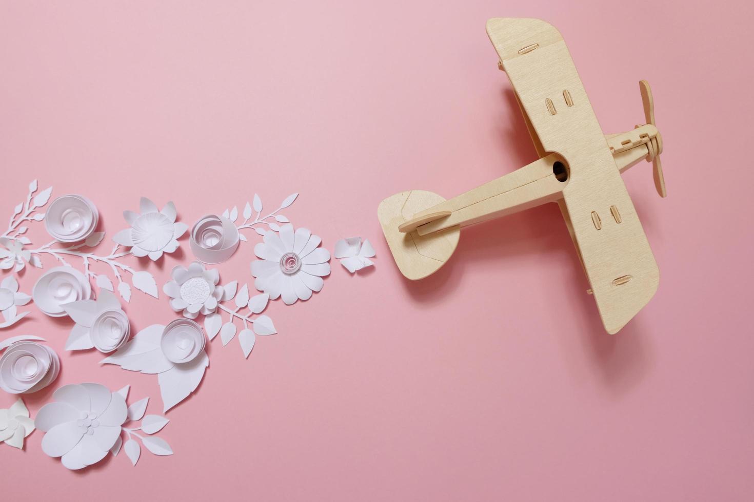 petit avion jouet en bois chanceux par fleur photo