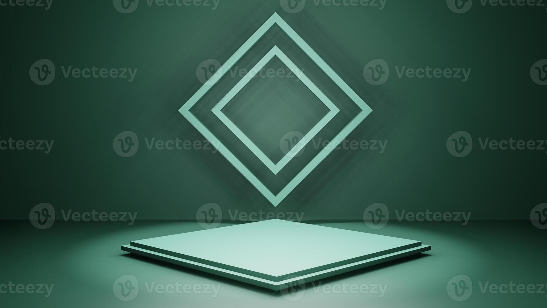 abstrait vide podium avec ombres sur vert Contexte. moquer en haut supporter pour produit présentation. 3d rendre. minimal concept. La publicité modèle photo