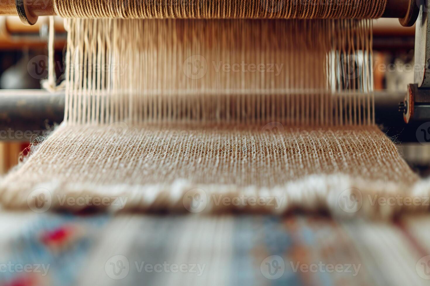 tissés à la main textiles sur traditionnel métier à tisser. artisanal mode, tissus production photo