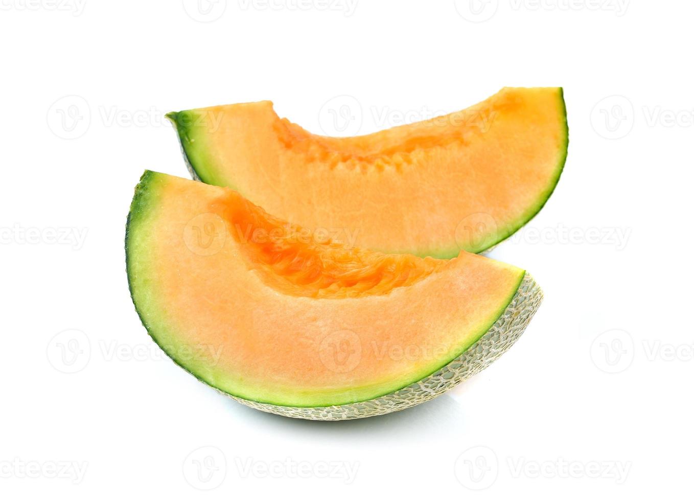 Melon cantaloup sur fond blanc photo