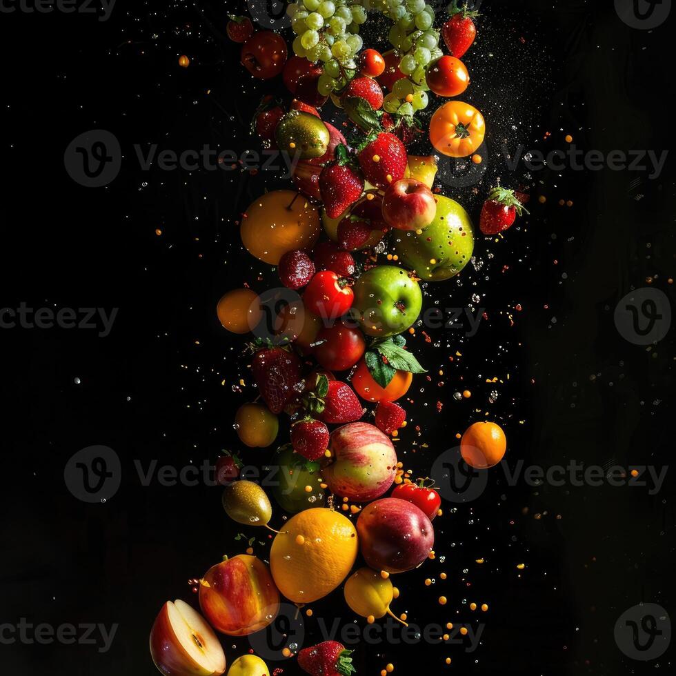 éclairé en studio chute fruit bannière photo