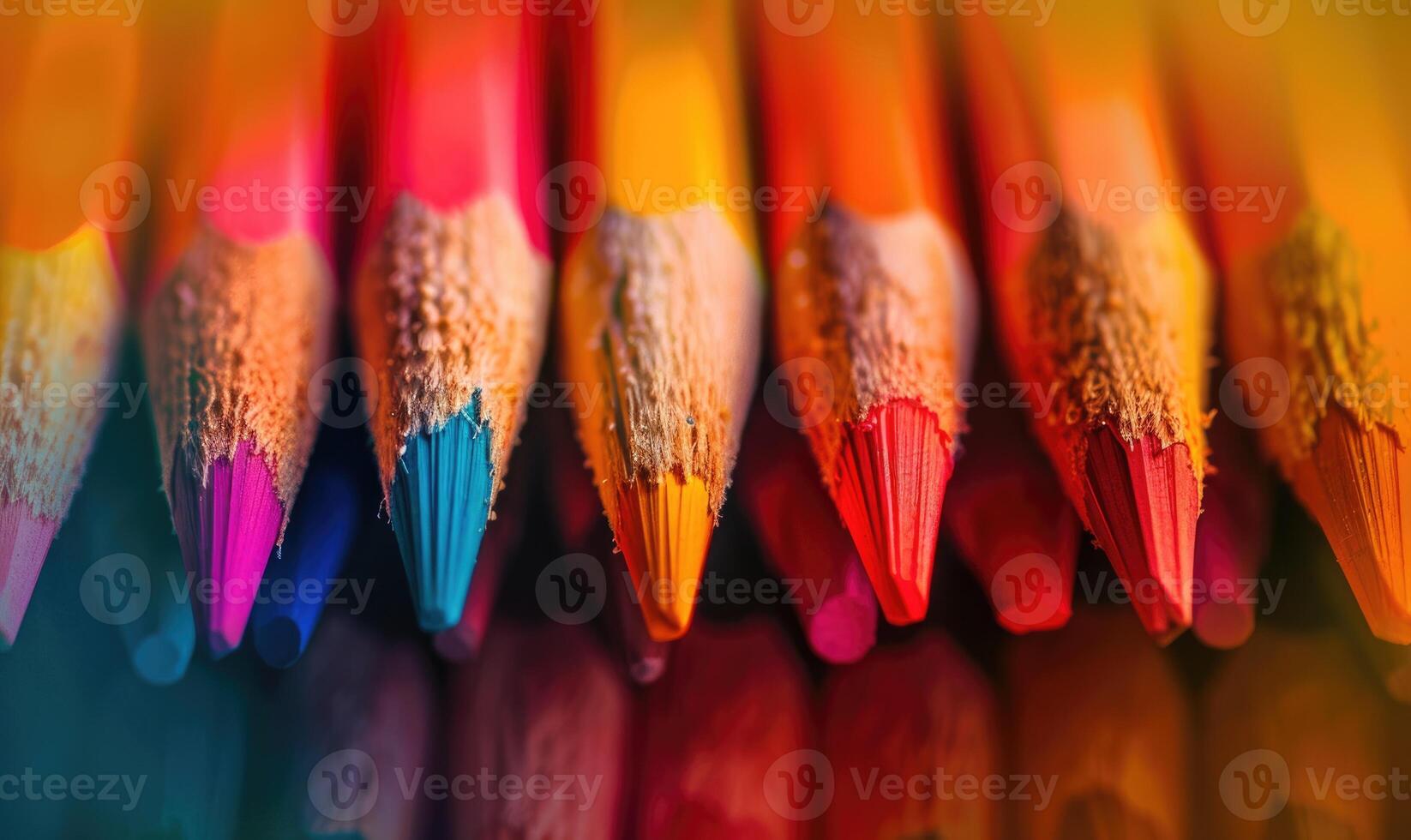 fermer de une bouquet de coloré des crayons, abstrait Contexte avec coloré des crayons macro vue photo